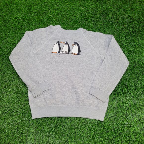 Vintage 1985 Penguin Sweatshirt Womens Medium 19x21 Gray - Picture 1 of 13